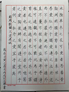 《爱莲说》之书法作品  九州网址罐头  王烨